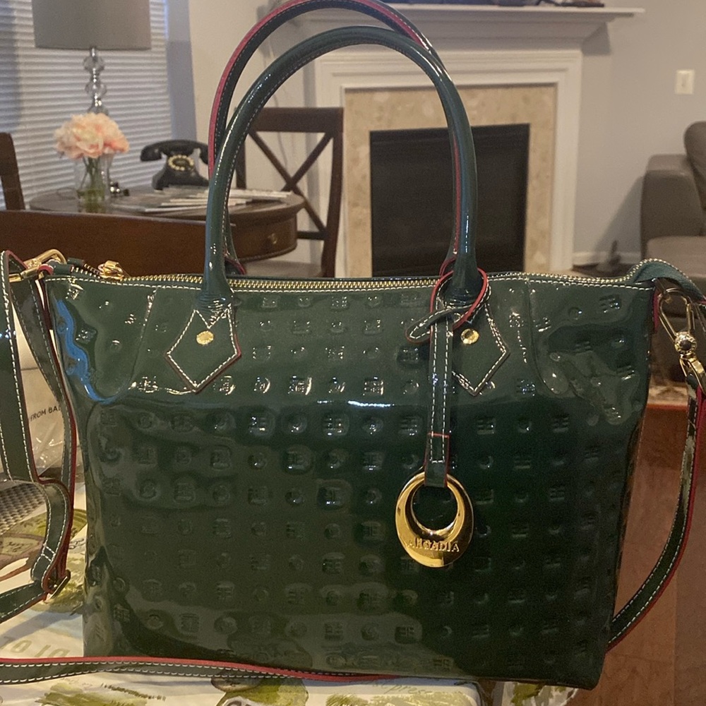 Arcadia satchel with long strap in green